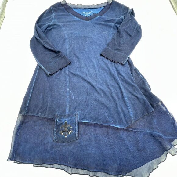 Soft Surroundings Blue Asymmetrical Blouse Size Small - Picture 1 of 4